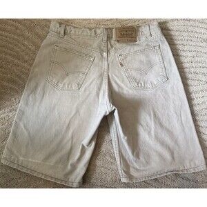 Vintage Levis Mens Shorts Tan 550 Relaxed Fit Orange Tab Jorts Shorts Denim 34